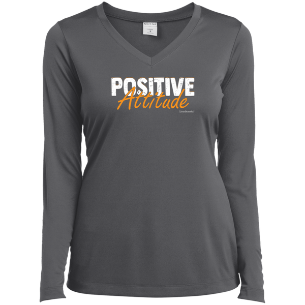 Womens V-neck tee – Positive attitude – Performance fit