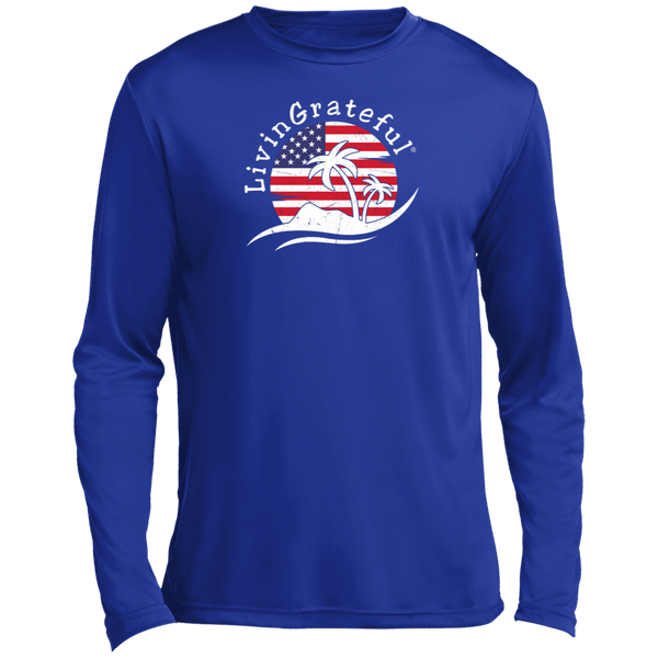 USA flag shirt - Patriotic long sleeve - American performance tee