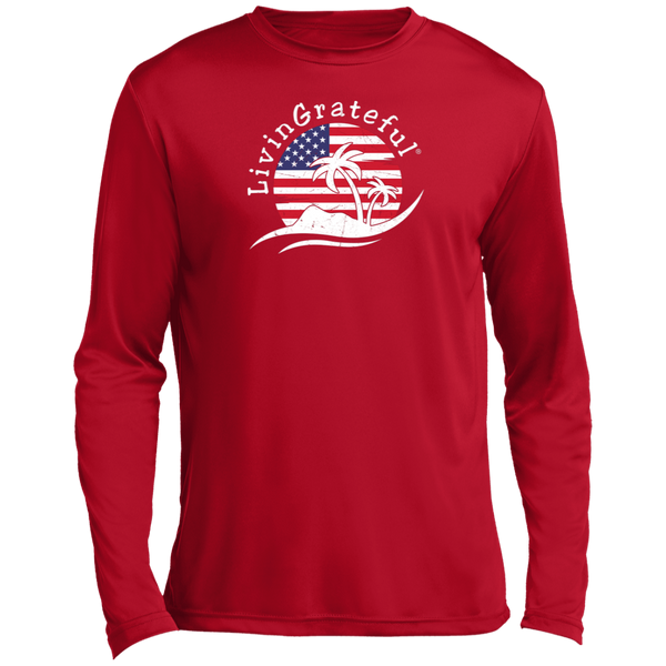 USA flag shirt - Patriotic long sleeve - American performance tee