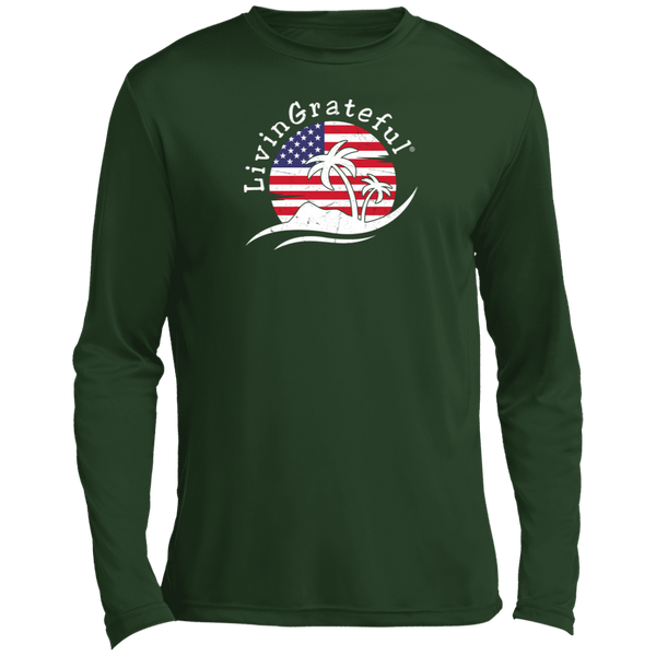 USA flag shirt - Patriotic long sleeve - American performance tee