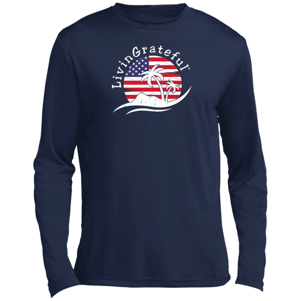 USA flag shirt - Patriotic long sleeve - American performance tee