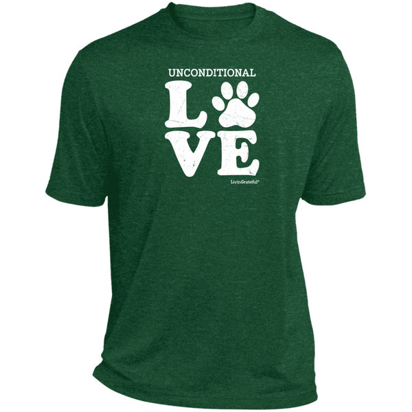 Mens relaxed fit tee – Unconditional love – Heather fabric