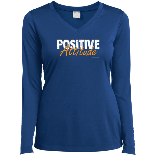 Womens V-neck tee – Positive attitude – Performance fit
