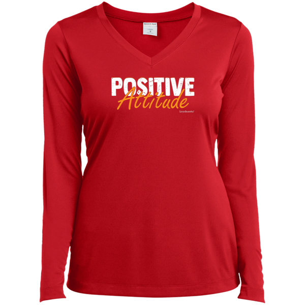 Womens V-neck tee – Positive attitude – Performance fit