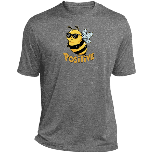 Mens relaxed fit tee – Bee positive – Heather fabric