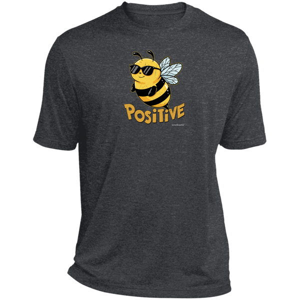 Mens relaxed fit tee – Bee positive – Heather fabric