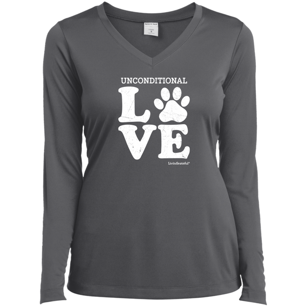 Womens V-neck tee – Unconditional love – Performance fit