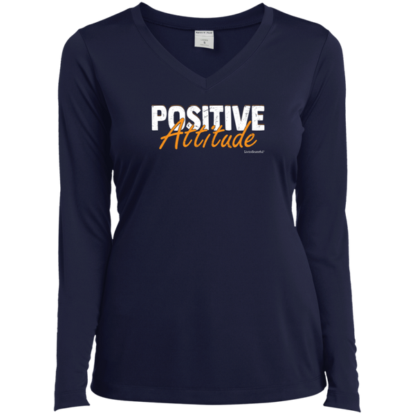 Womens V-neck tee – Positive attitude – Performance fit